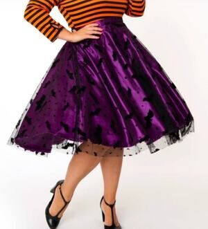 Magnolia Place Purple Tulle Bat Swing Skirt Large Halloween Costume Emo Goth